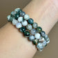 MOSS AGATE BEAD BRACELET