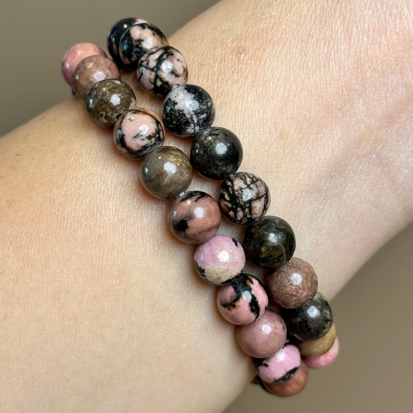 RHODONITE BEADED BRACELET