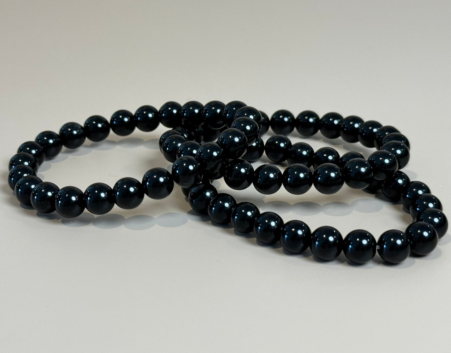 BLACK OBSIDIAN BEADED BRACELET