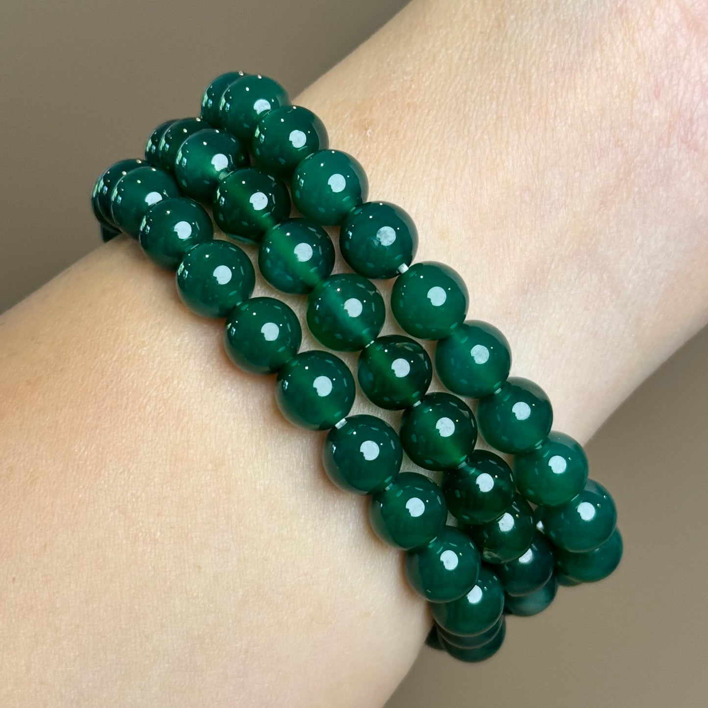 GREEN JADE BEADED BRACELET